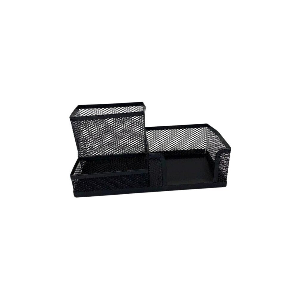 Metallic Mesh Desk Paper Box Organizer Tri Basket Holder Black